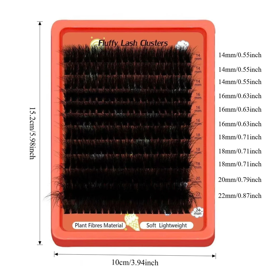 Beginner Friendly 80D-100D Fluffy 8D D Curl Lash Clusters 0.07mm 14-22mm Easy DIY At Home Self-Graft Eyelashes